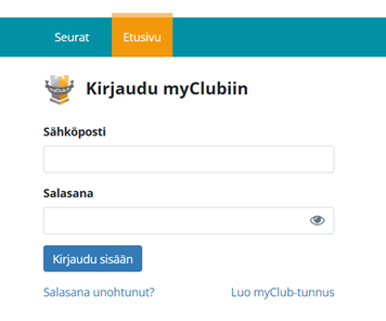 Kirjautuminen MyClubiin